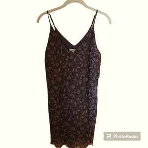 Speechless Amethyst Floral Lace Slip Dress With Satin Lining Size M